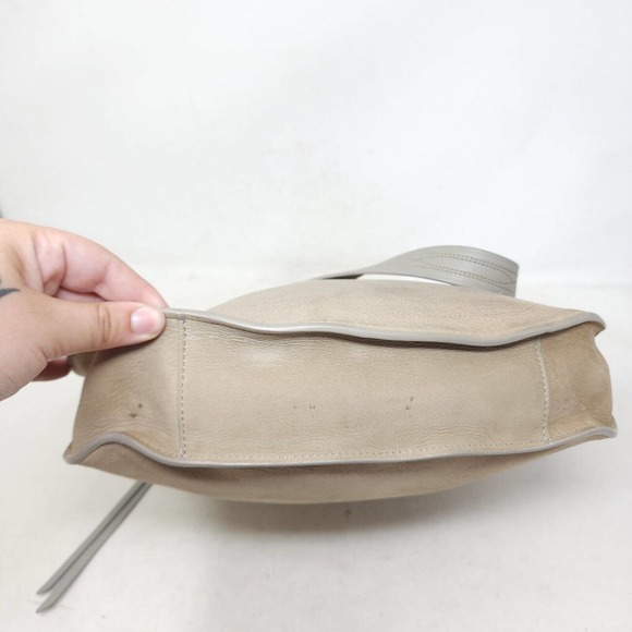 Allsaints Womens Purse Cooper Hobo Beige Nubuck Leather Western Saddle Bag - Picture 5 of 11